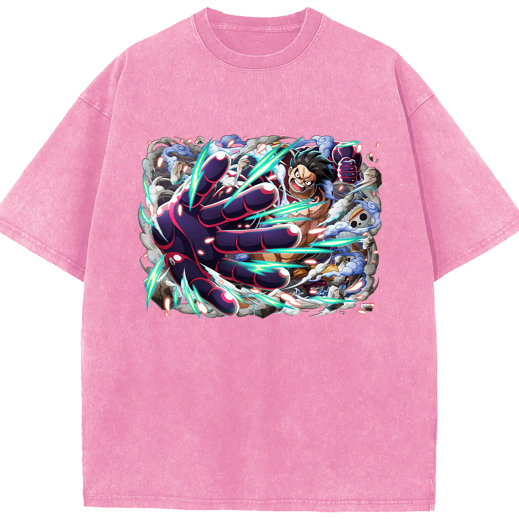 ワンピース モンキー・D・ルフィ ONE PIECE Monkey D. Luffy 綿100% ヴィンテージ風 半袖Tシャツ（フロントプリント）